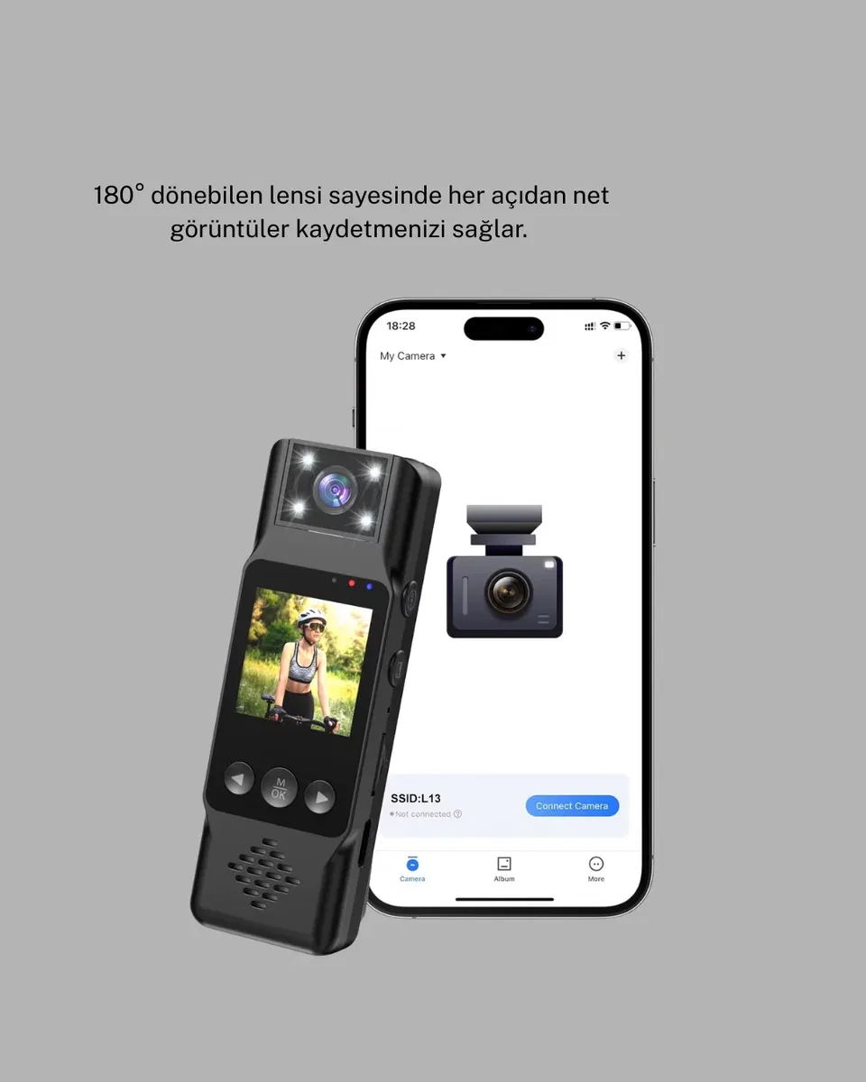 180 Derece Dönebilen Mini Kamera Full HD TFT Ekran Hareket Sensörlü (Kopya) görsel 4