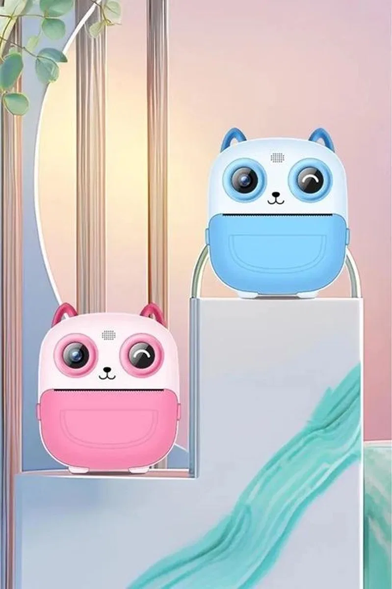 Dijital Video Fotoğraf App Destekli Çocuk Kamerası Termal Resim Kağıt Baskılı Yazıcı Pembe görsel 4