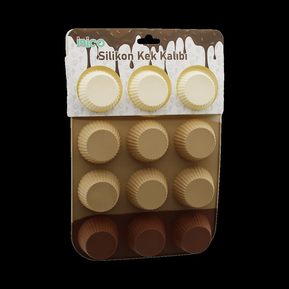 Silikon Muffin Kek Kalıbı Askılı Klasik Çizgili görsel 2