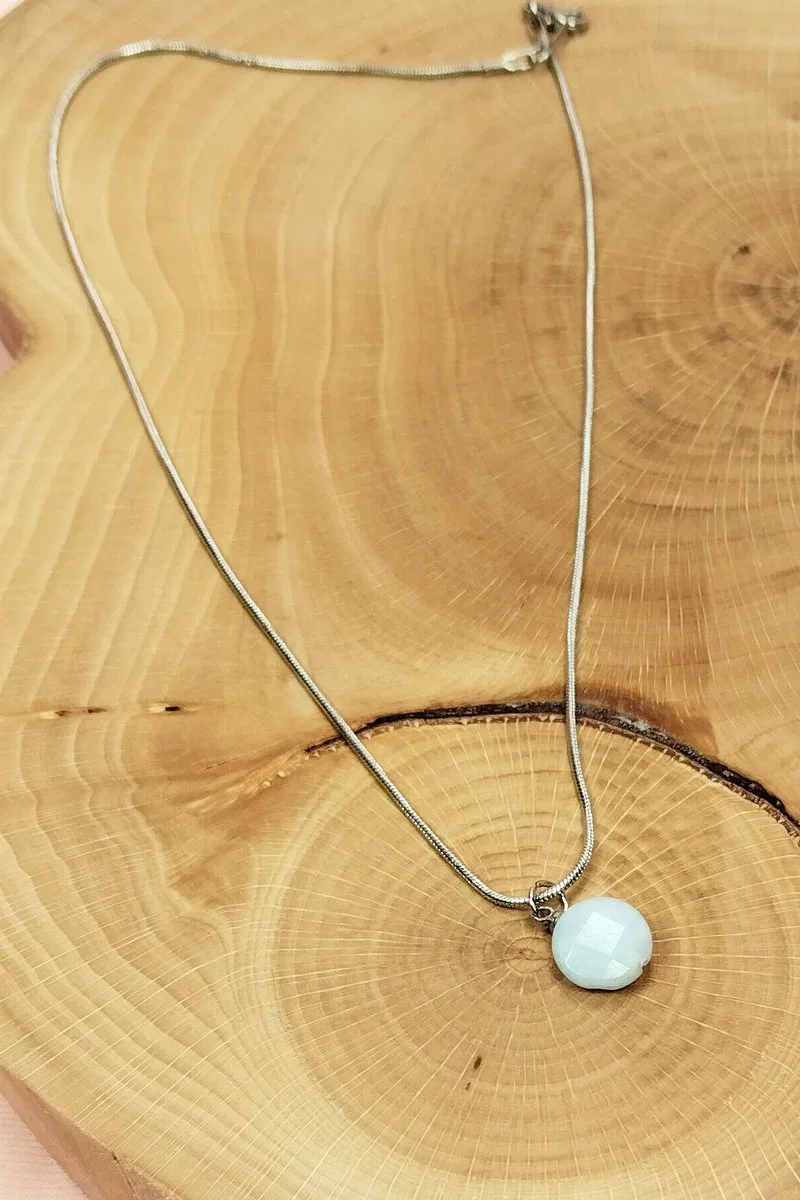 Kalsedon Doğal Taşı Zincirli El Yapımı Kolye Uç: 1, 5 cm Zincir: 20 cm Kutulu görsel 5