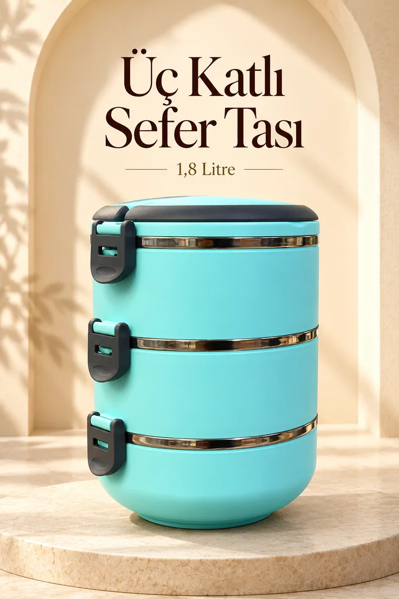 Sızdırmaz Yemek Taşıma Kabı Ayrılabilir Üç Katlı Sefer Tası