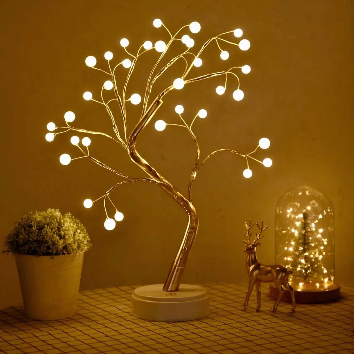 Işıklı Ağaç İnci Led Dekoratif Masa Üstü Led Işık