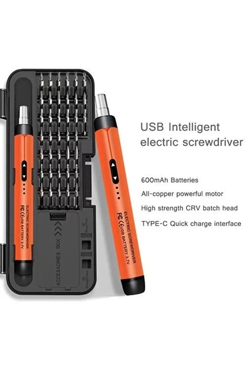 3. 7v Şarjlı Mini Elektrikli Tornavida Seti 500mah Type-c Manyetik Hassas Uçlu Vida Seti 38 Parça görsel 2