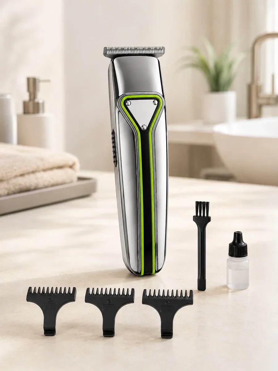 Şarjlı Saç Sakal Tıraş Makinesi T Başlıklı 1 2 3 mm Taraklı Kablolu ve Kablosuz Kullanım görsel 3