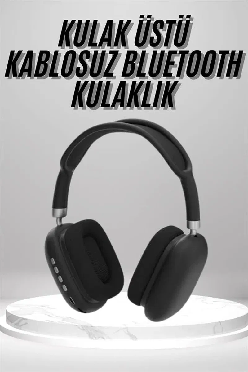 Kulak Üstü Kablosuz Bluetooth Kulaklık Yumuşak Süngerli SD Kart Girişli görsel 2