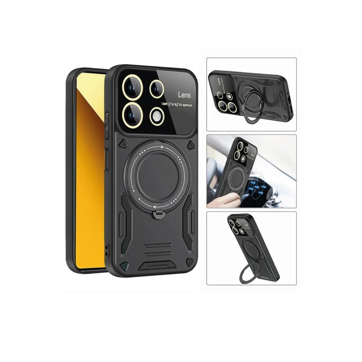 Xiaomi Redmi Note 13 4g Kılıf Joy Lens Standlı Kapak - Mor görsel 4