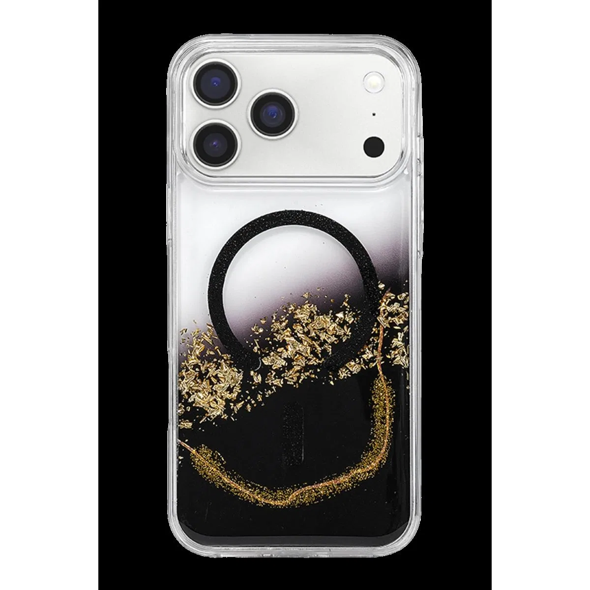 Onegif Apple İphone 17 Pro Max Lotus Simli Magsafe Kapak - Siyah görsel 3