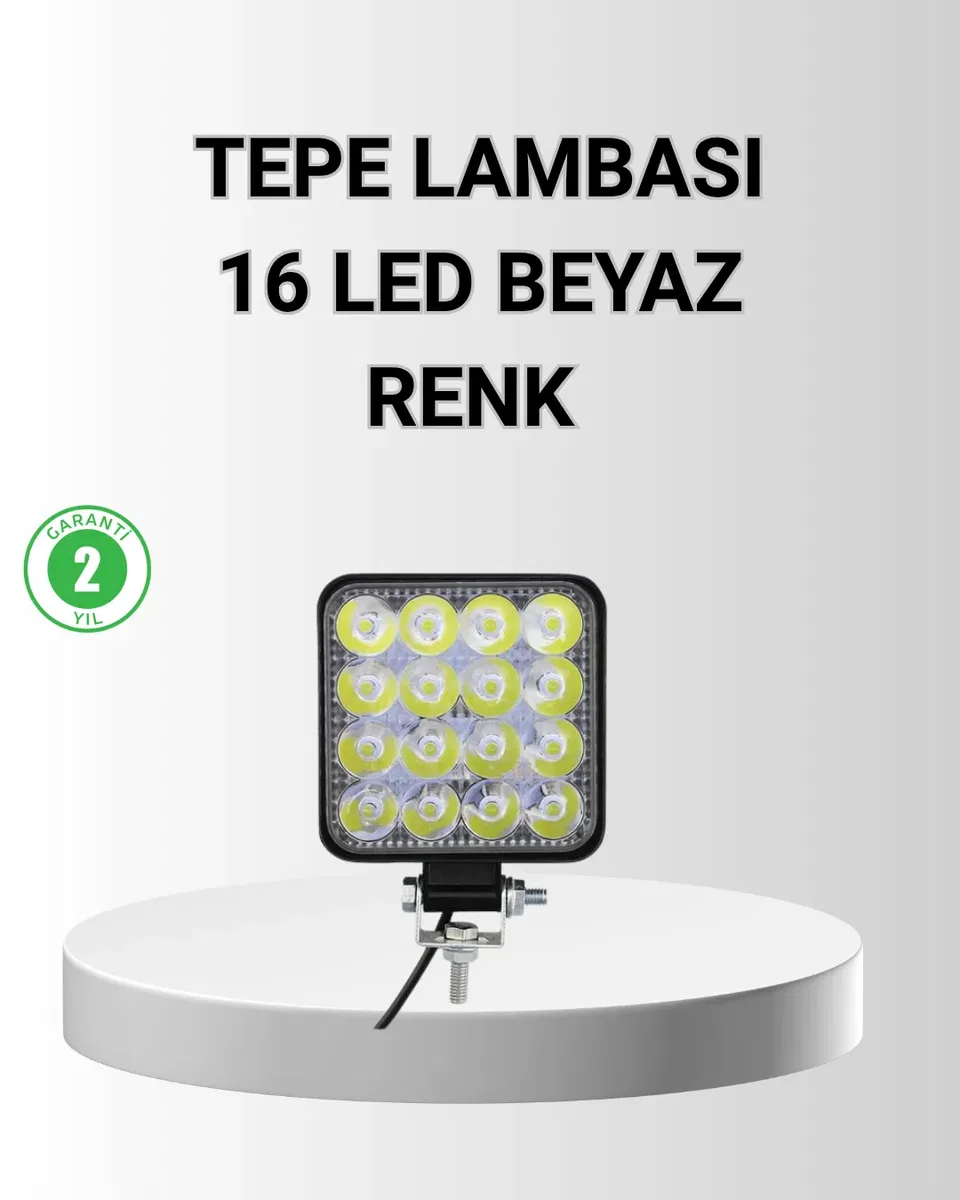 16 LED Off-Road Çalışma Lambası – Alüminyum Gövde, Suya ve Darbeye Dayanıklı, 12/24V