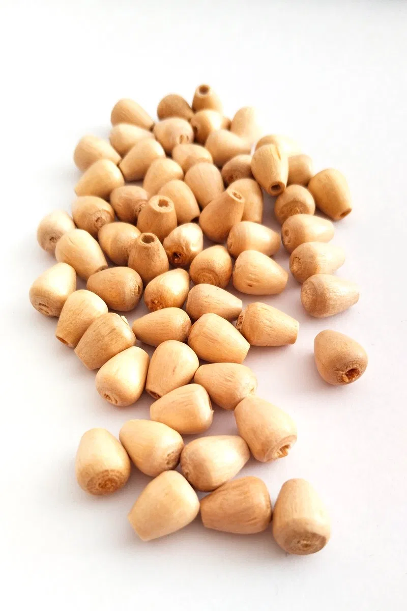 100 Gr (275 Adet) Ahşap Boncuk 12 mm boy x 10 mm en Doğal Ahşap Makrome El İşi Çanta görsel 2