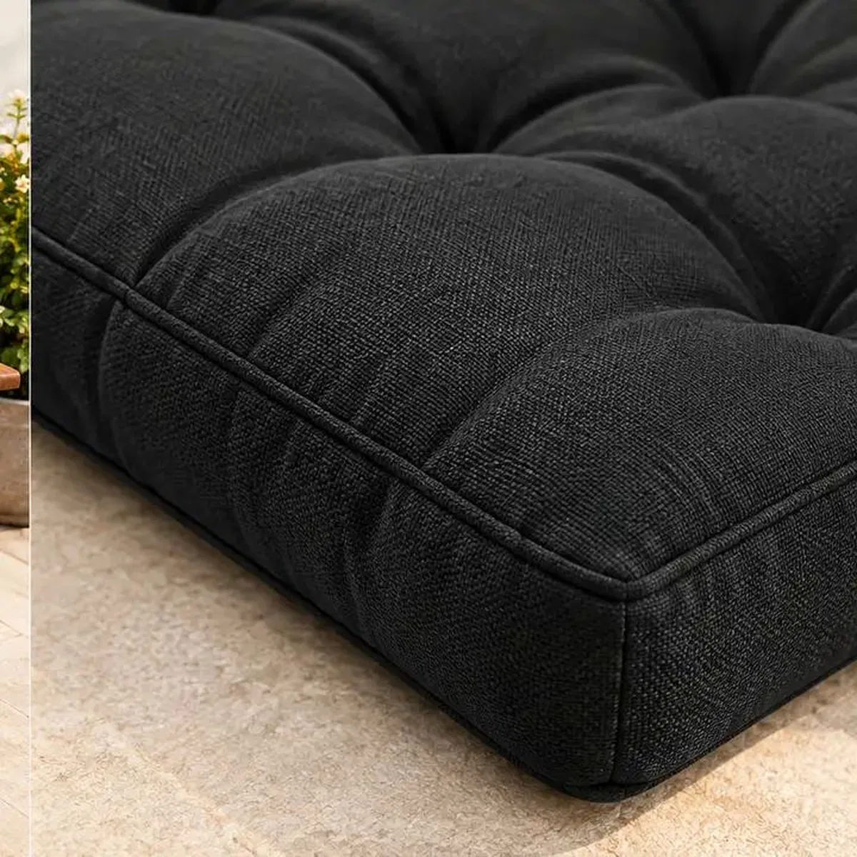 Kapitone Bank Minderi · 100 × 45 × 4 cm · Siyah görsel 2