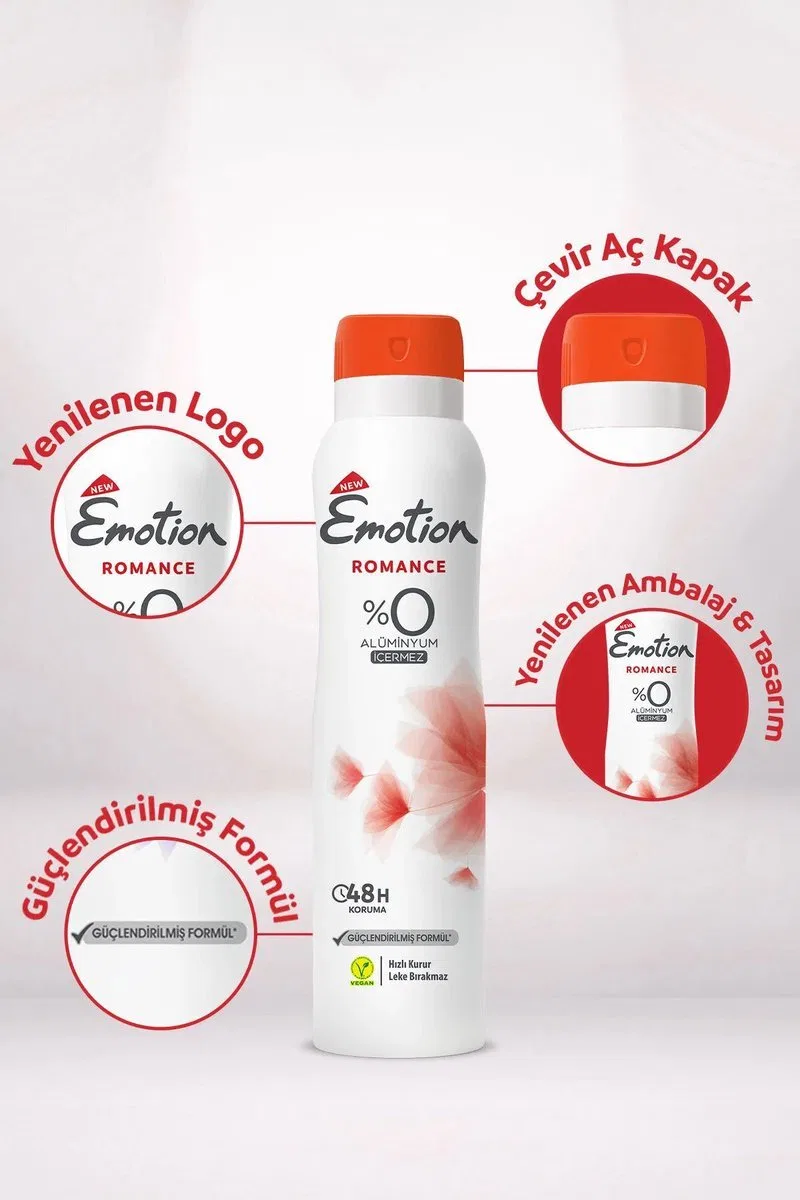 Emotion Romance Kadın Vegan Deodorant 150 Ml Hızlı Kurur, Leke Bırakmaz görsel 3