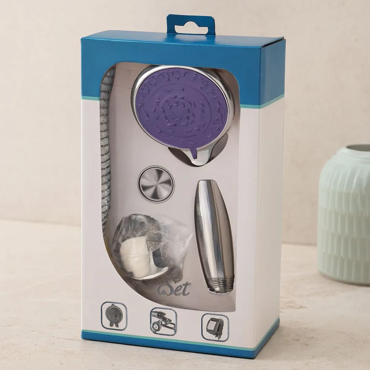 Krom Fonksiyonlu Duş Başlığı Metal Hortum Mafsal