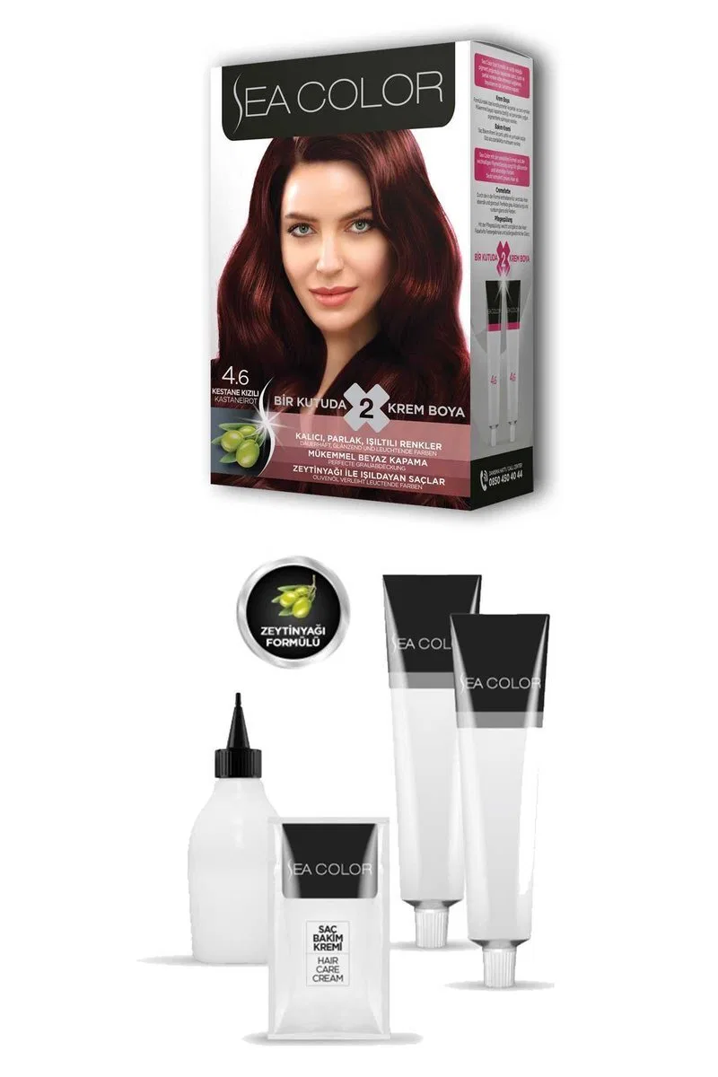 2 Tüp Krem Saç Boyası Seti Kestane Kızılı No: 4. 6 görsel 2