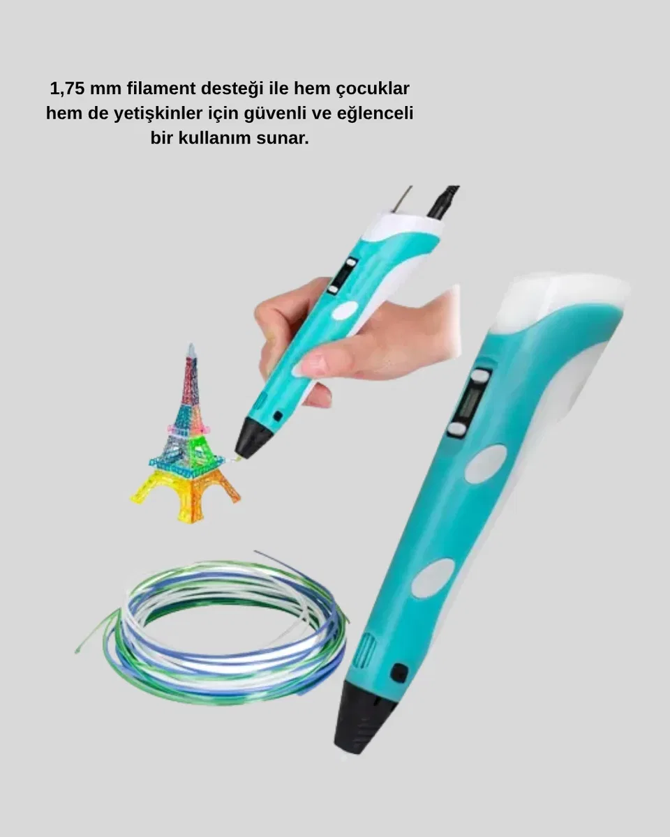 3D Kalem Ergonomik ve 1. 75 mm Filament Destekli FDM Yazıcı Kalemi görsel 4