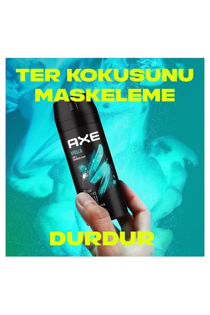 2 Adet Axe Erkek Sprey Deodorant Apollo 48 Saat Etkileyici Koku Vücut Spreyi 150 ml görsel 2