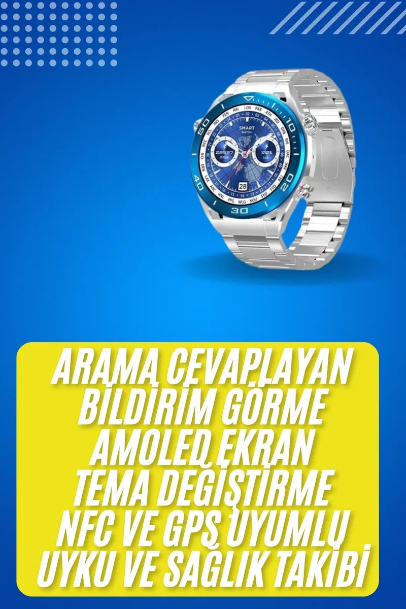 2025 Model Yuvarlak Ekran Android ve İOS Uyumlu GPS Takibi Yapabilen Akıllı Saat Yeni Nesil görsel 2