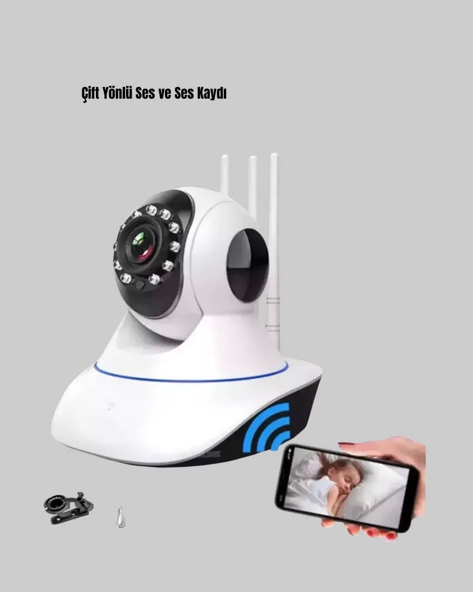 Full HD Akıllı IP Kamera – Gece Görüşlü, Hareket Sensörlü, Çift Yönlü Ses ve Online Kayıt Özellikli görsel 3