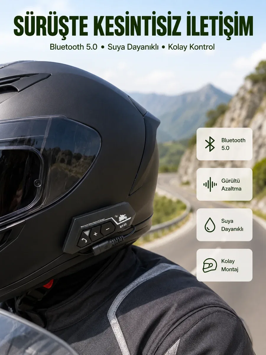 Bluetooth 5. 0 Motosiklet Kask Kulaklık Eller Serbest ve Müzik Özellikli Yeni Nesil