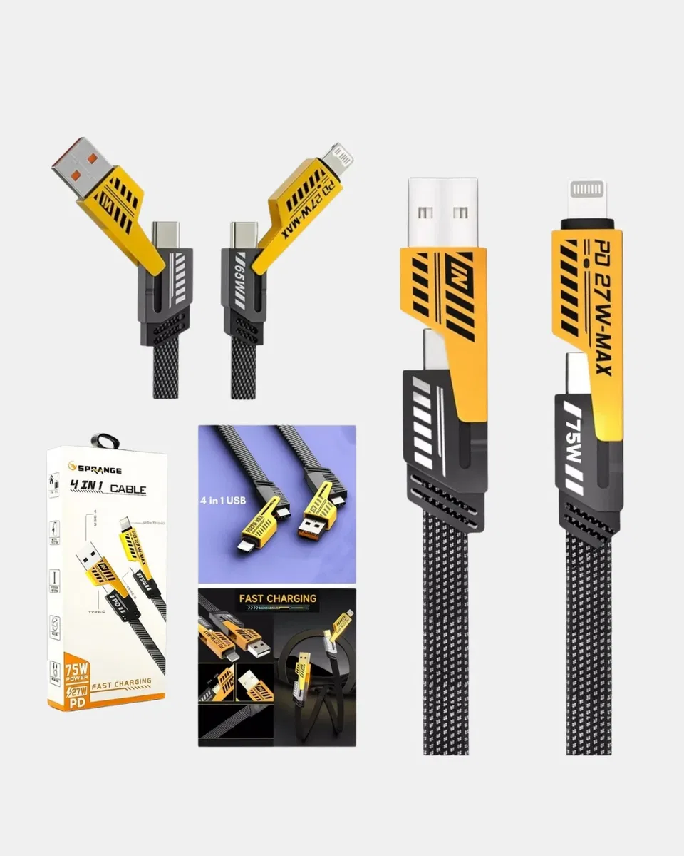 USB-C USB-A 4’ü 1 Arada Örgülü Kablo 65W Hızlı Şarj Metal Uç Dayanıklı görsel 4