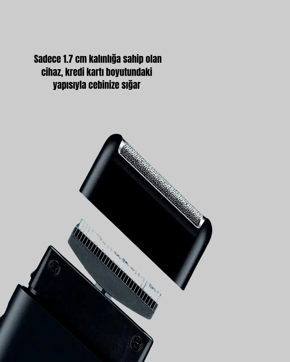 Kompakt Şarjlı Tıraş Makinesi Çift Yönlü Bıçaklı 45 Dakika Kullanım Süreli görsel 5