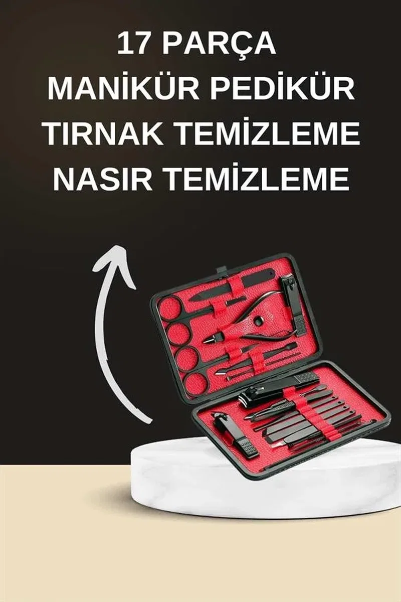 Elektrikli Manikür Pedikür Seti İkili Set 17 Parça Tırnak Bakımı Nasır Temizleme Tırnak Şekillendirme görsel 5
