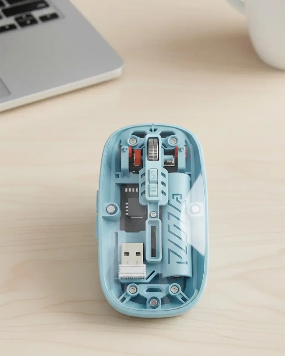 Bluetooth 5. 2 ve 2. 4G USB Kablosuz Mouse Pilli Mavi Tasarım