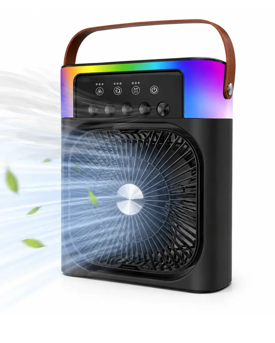 Mini Klima Fan Buharlı Soğutucu RGB Led Işıklı Taşınabilir Masaüstü Fan görsel 5