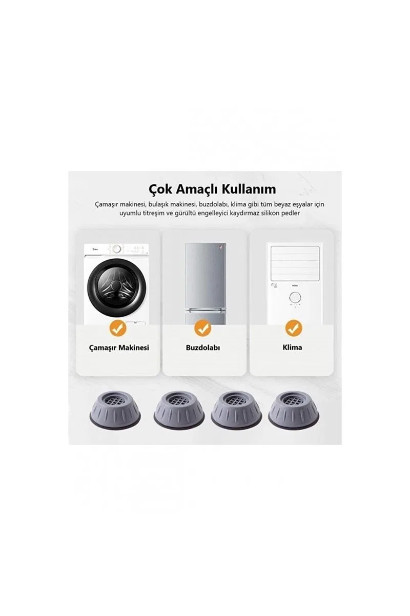 Gürültü Engelleyici Ve Kaymaz Titreşim Önleyici Kauçuk Ayak Pedleri Çamaşır Makinesi Stoper A1 görsel 5