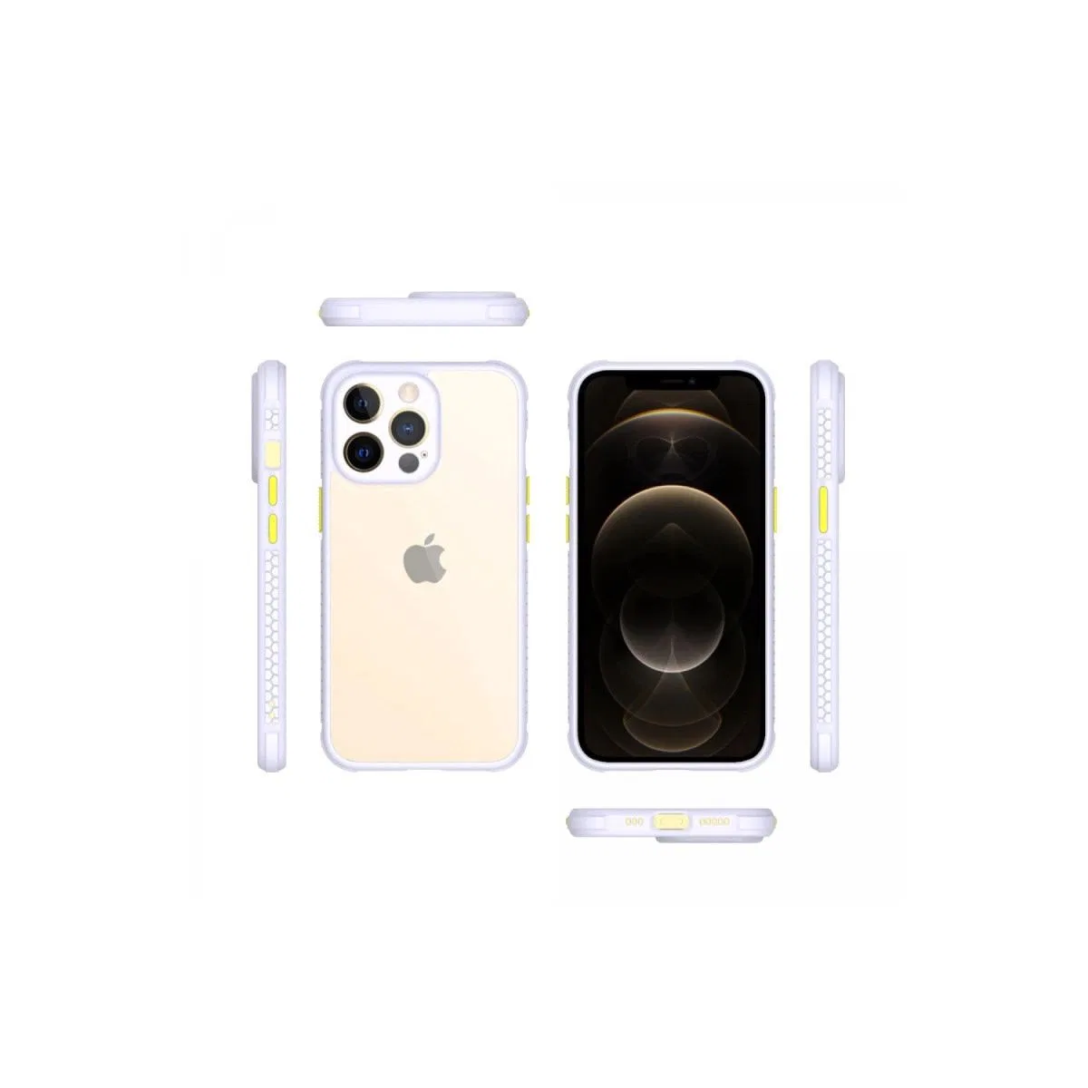Apple İphone 13 Pro Kılıf Miami Şeffaf Silikon - Lila görsel 2