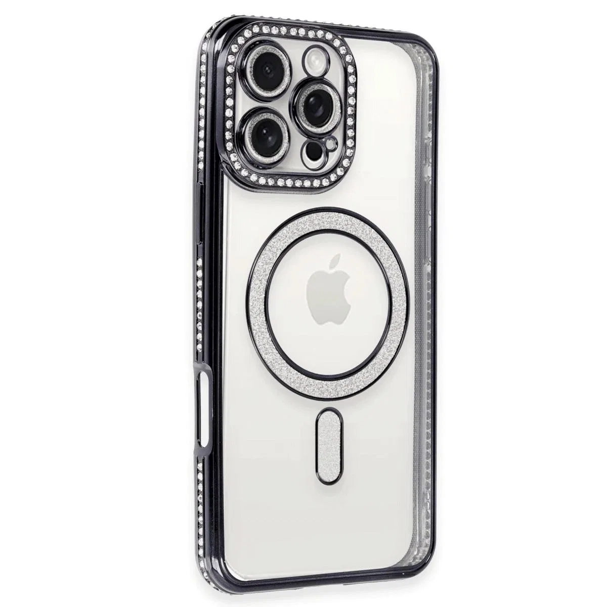 Apple İphone 16 Pro Kılıf Joke Simli Magneticsafe Kılıf - Gri