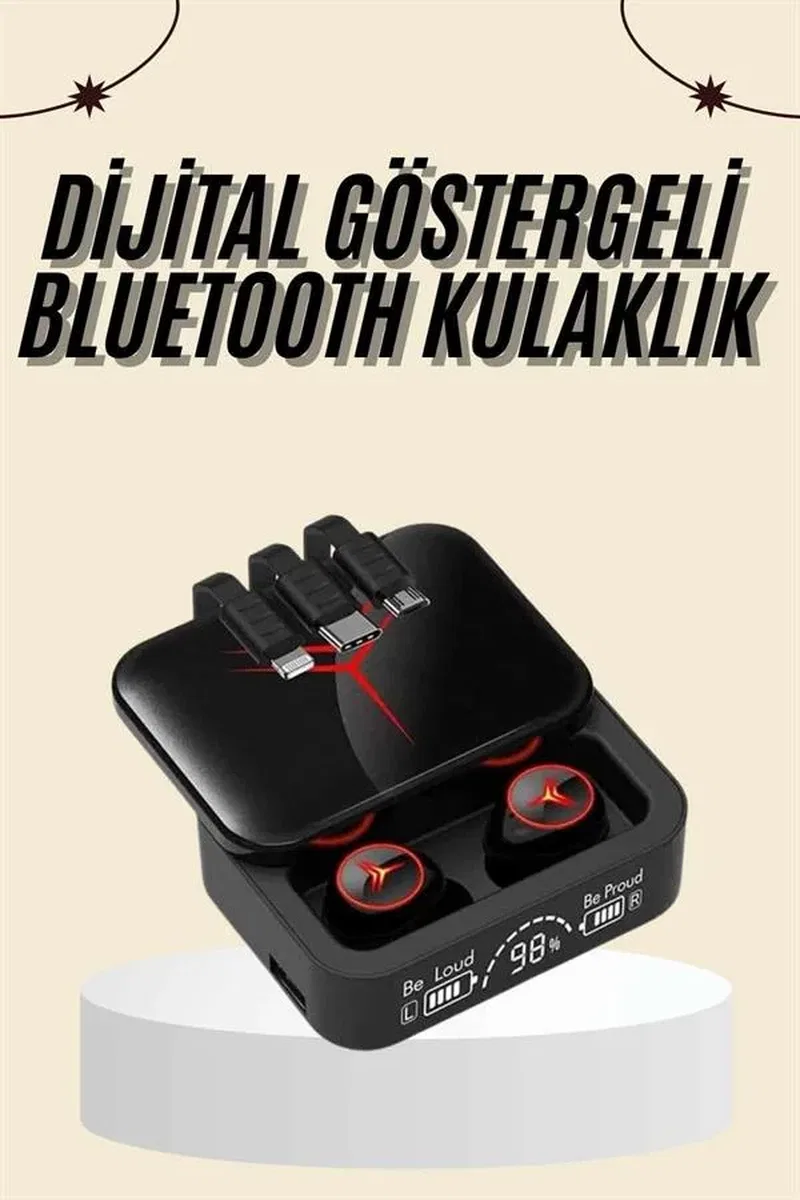 Kablosuz Şarj Göstergeli Powerbank Özellikli Bluetooth Kulaklık Çağrı Cevaplayabilen görsel 2