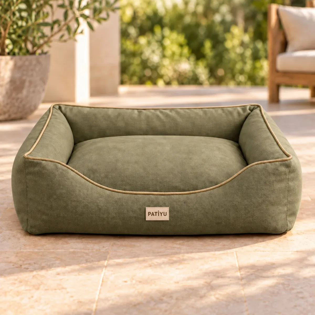 Kedi Köpek Yatağı Vera Premium Yatak - Haki / Large