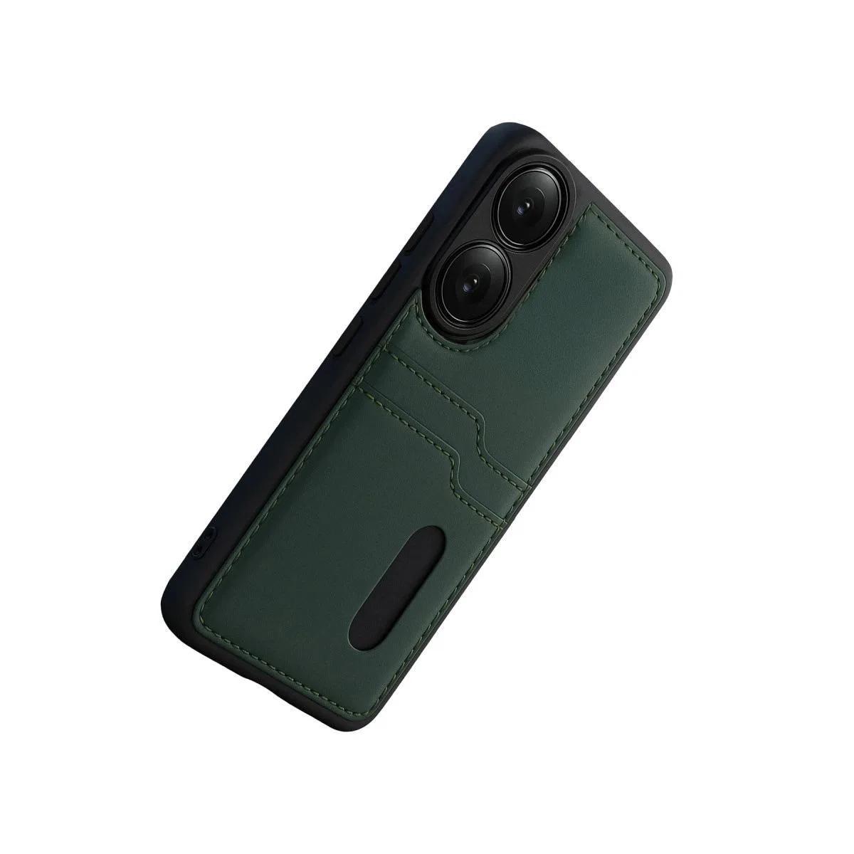 Oppo A38 Sara Kartvizitli Deri Kılıf - Yeşil görsel 5