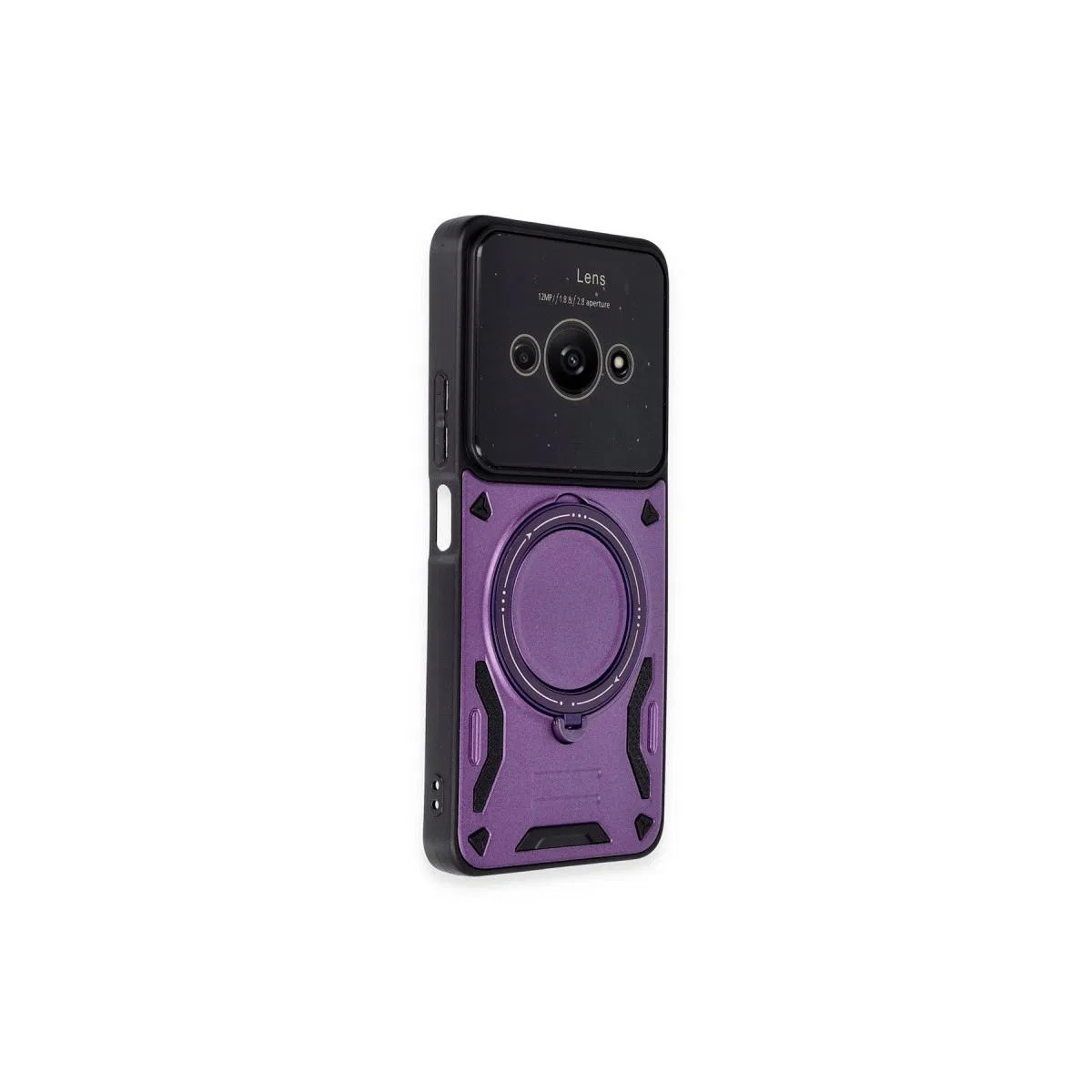 Xiaomi Poco C61 Kılıf Joy Lens Standlı Kapak - Mor görsel 2