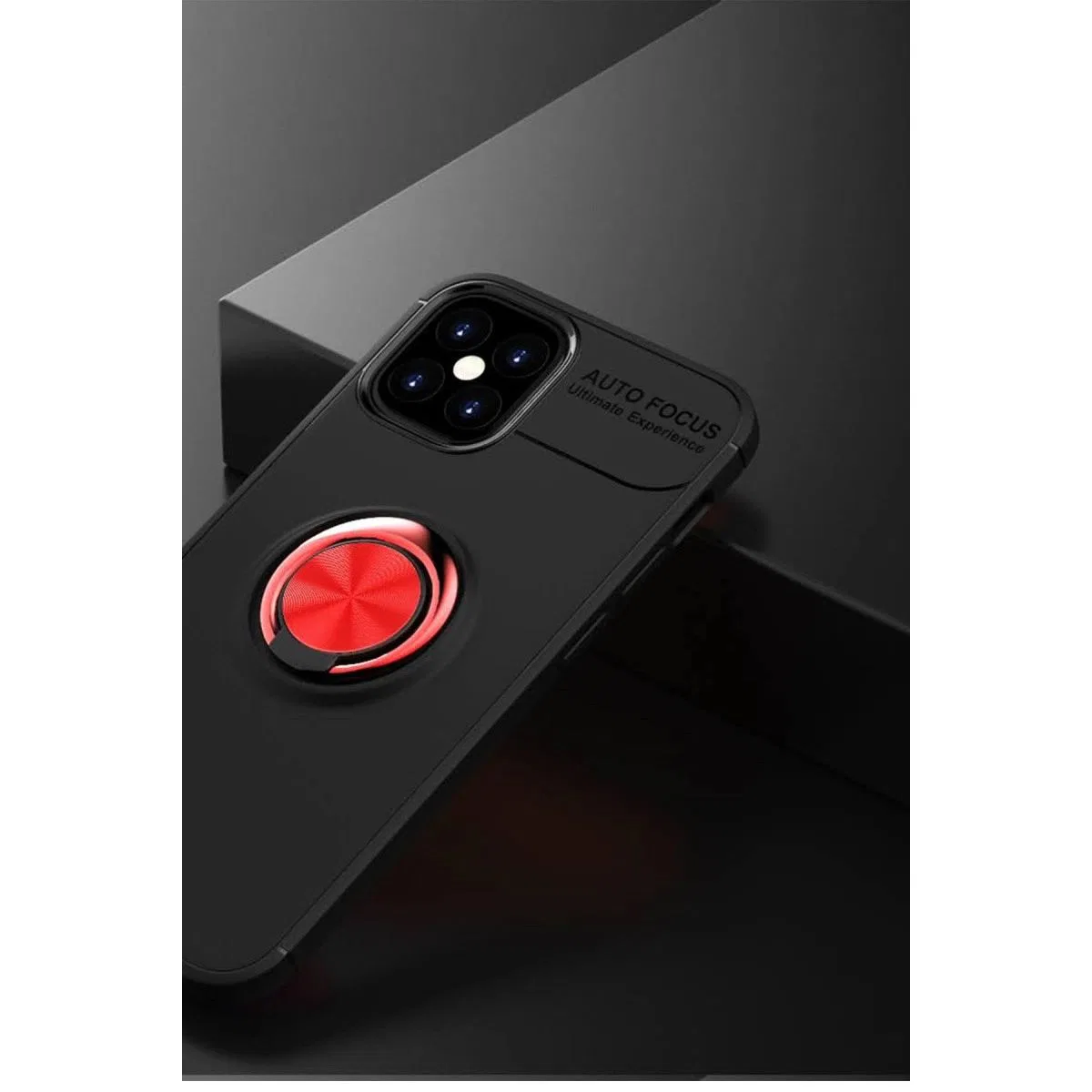 Apple İphone 12 Mini Kılıf Range Yüzüklü Silikon - Siyah-kırmızı görsel 2