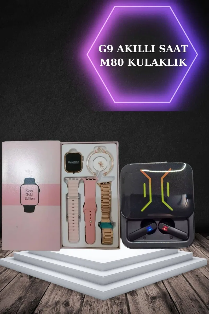 Wireless Şarjlı Akıllı Saat ve Dijital Göstergeli Kablosuz Bluetooth Kulaklık Nabız Ölçer görsel 5