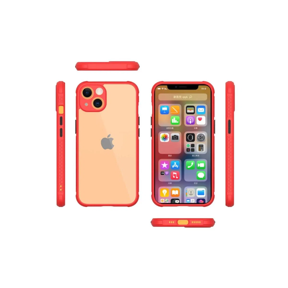 Apple İphone 13 Mini Kılıf Miami Şeffaf Silikon - Kırmızı görsel 2