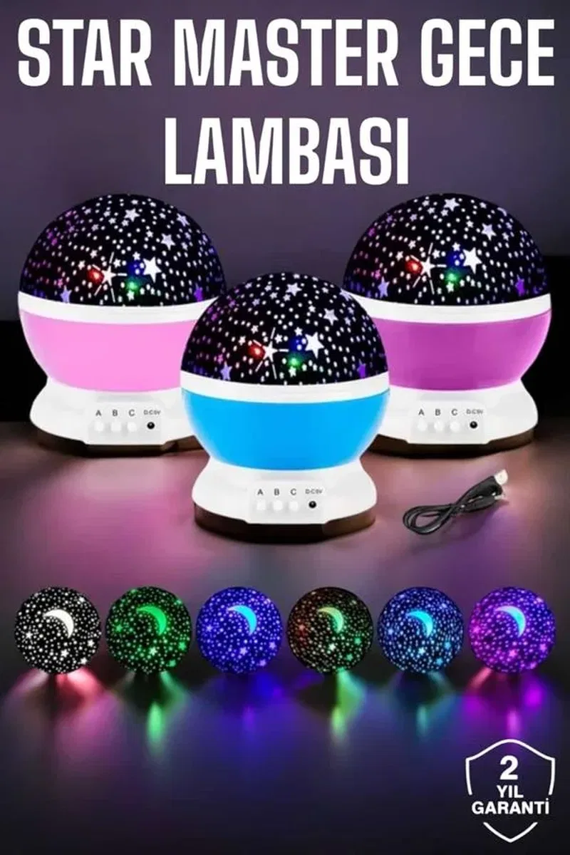 Mavi ve Mor Işıklı Projeksiyon Lambası görsel 2