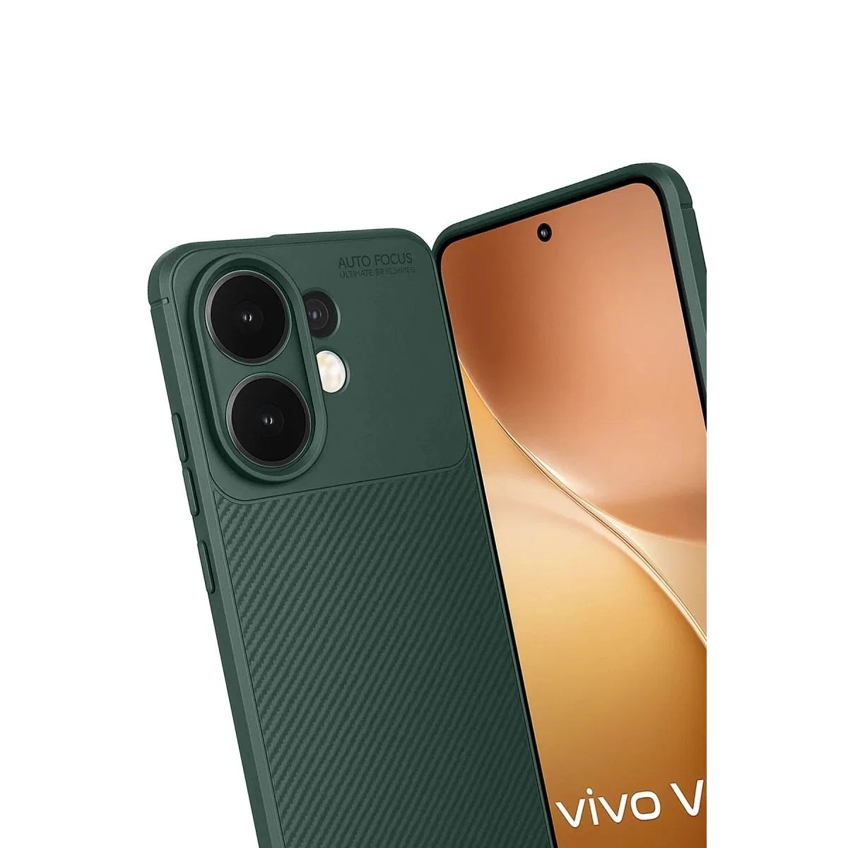 Vivo V60 5g Auto Focus Karbon Kapak - Koyu Yeşil görsel 3