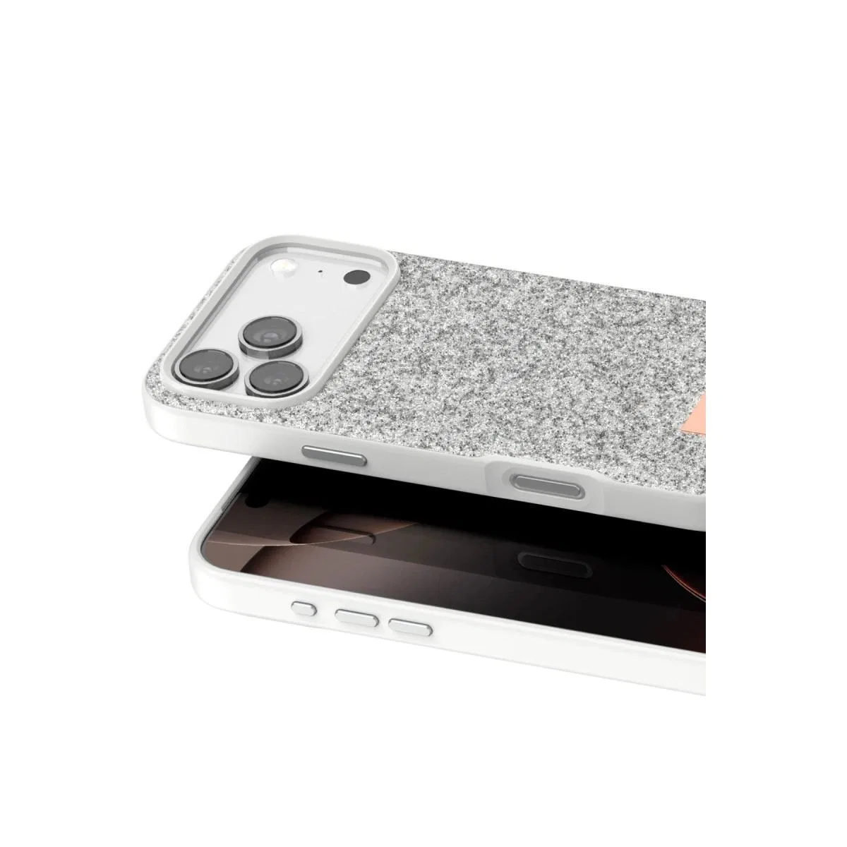 Onegif Apple İphone 17 Pro Bright Simli Kapak - Beyaz görsel 2