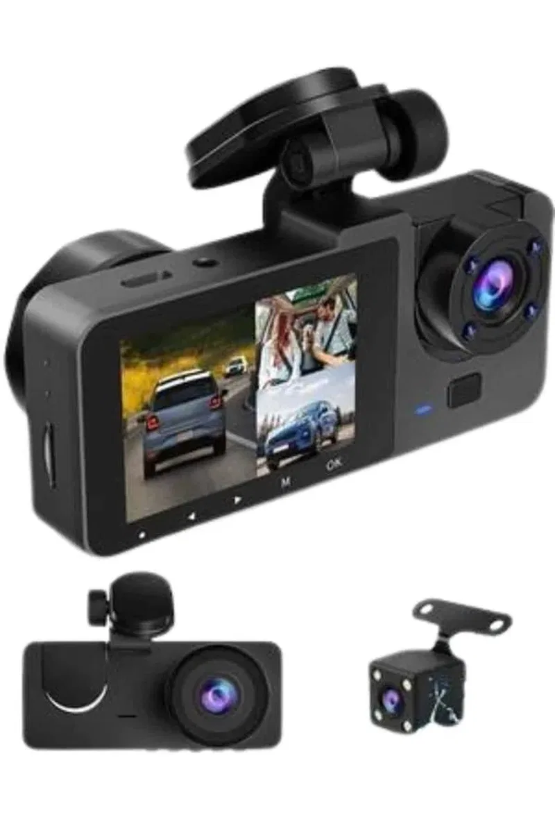 Yol Kayıt Araç Kamerası HD DVR 3 Kameralı 2. 0in Ekranlı Ön İç Arka görsel 5