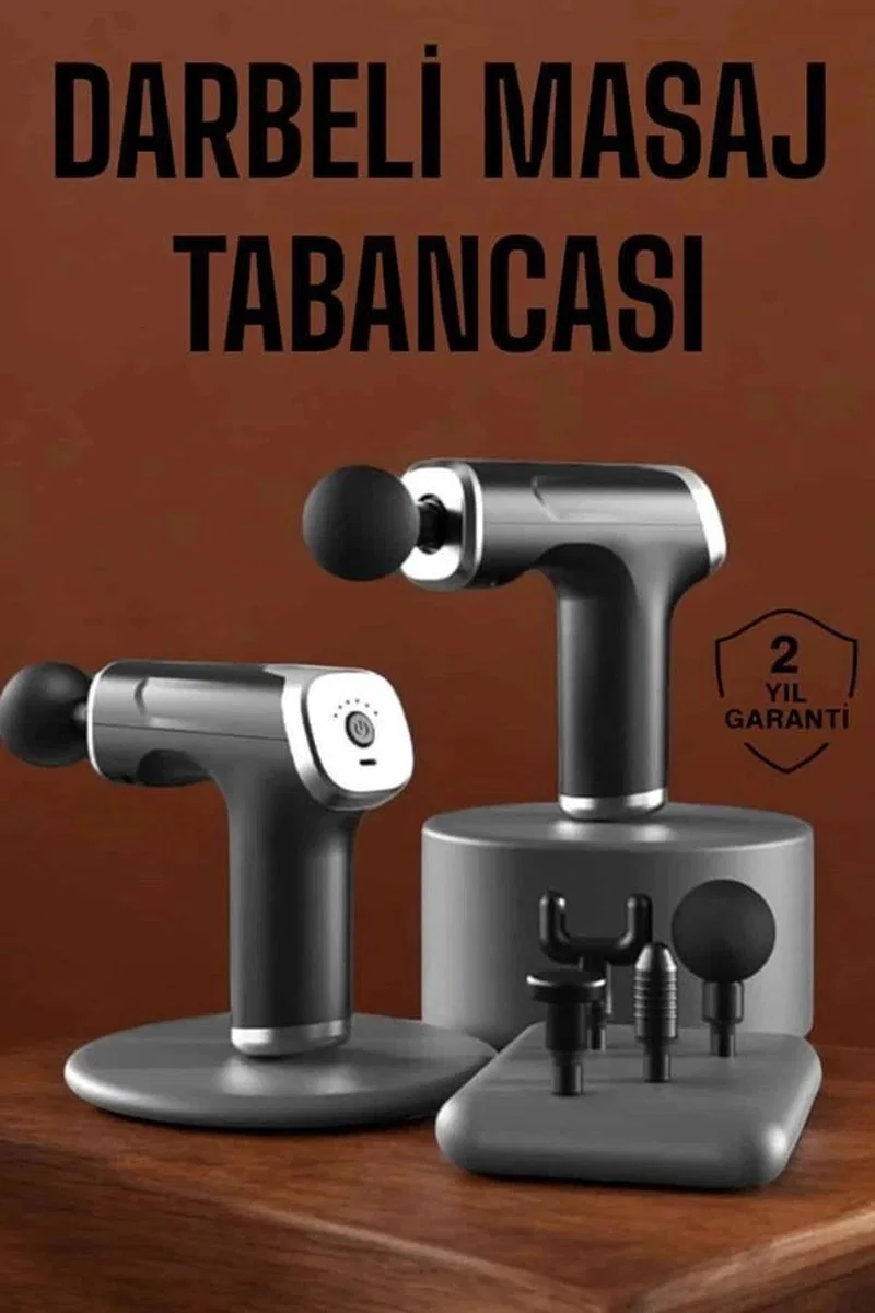 4 Başlıklı Darbeli Şarjlı Masaj Aleti Tabancası Kablosuz görsel 2