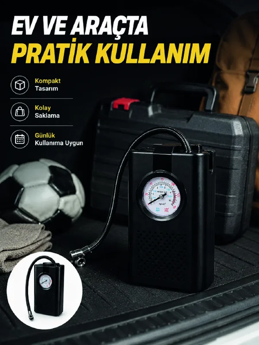Taşınabilir Araç Hava Pompası og Manometreli Lastik Şişirme Pompası