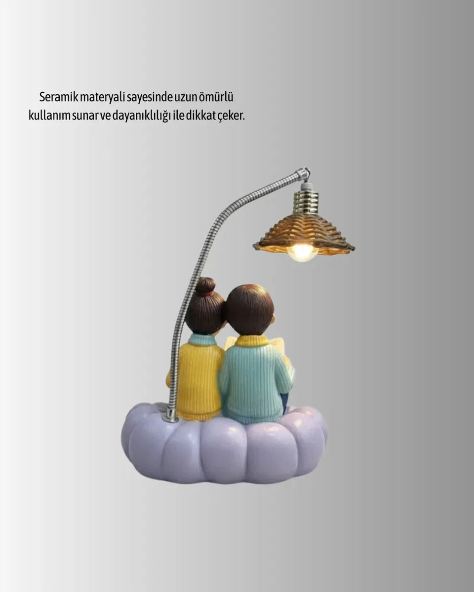 Okuyan Çift Figürlü Dekoratif Gece Lambası Hediye Seçeneği görsel 3