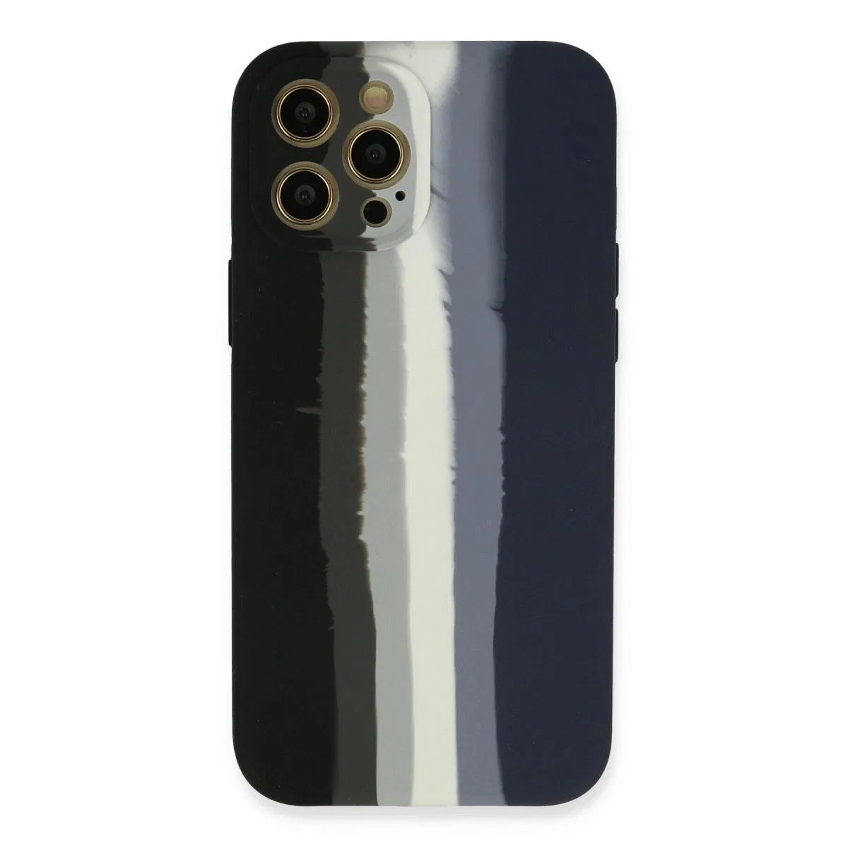 Apple İphone 12 Pro Kılıf Ebruli Lansman Silikon - Siyah-lacivert