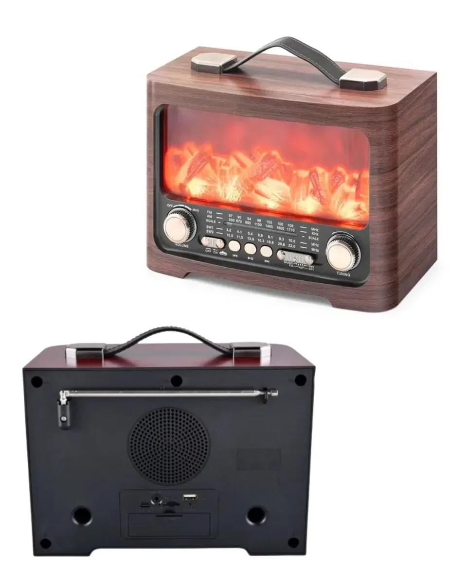 Şömine Efektli Bluetooth Hoparlör FM Radyo USB TF Kart Destekli Kablosuz Müzik Çalar görsel 3