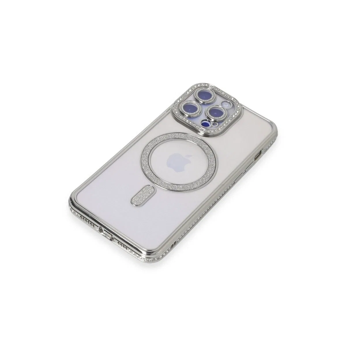 Apple İphone 15 Pro Max Kılıf Joke Simli Magneticsafe Kılıf - Gümüş görsel 3