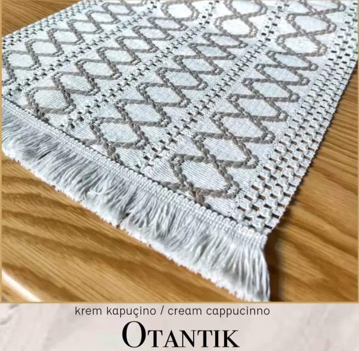 Otantik Krem Kapiçino 40x140 cm Fransız Dantel Detaylı Sehpa Örtüsü Zarif Tasarım görsel 5