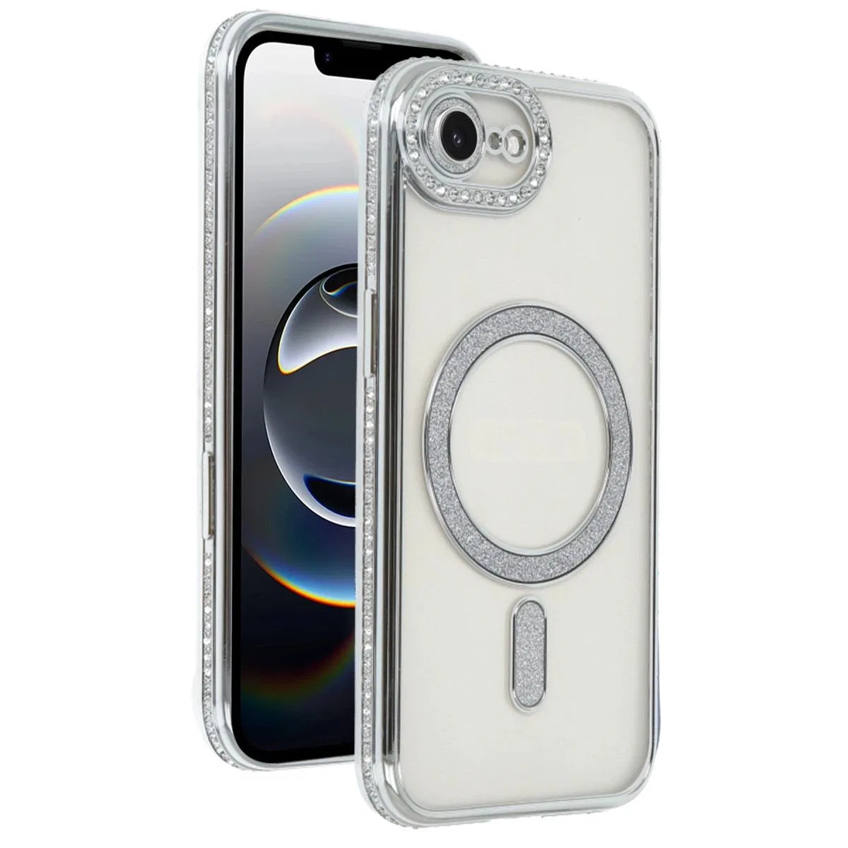 Apple İphone 16e Joke Simli Magneticsafe Kılıf - Gümüş