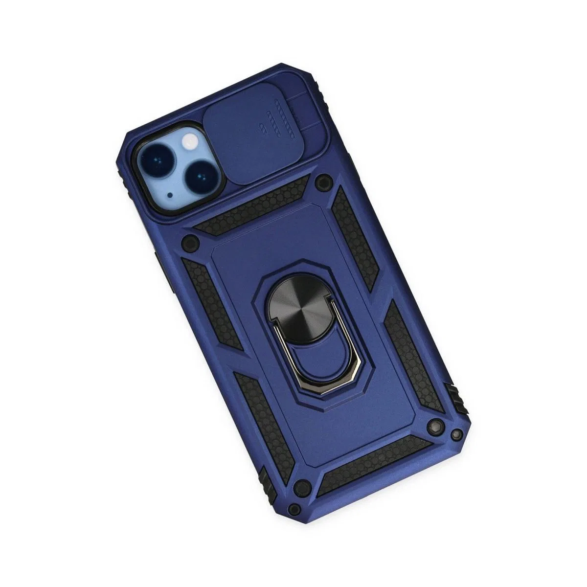 Apple İphone 14 Plus Kılıf Pars Lens Yüzüklü Silikon - Lacivert görsel 3